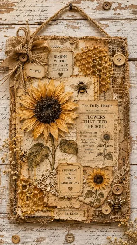 Honey Time Junk Journal Wall Art