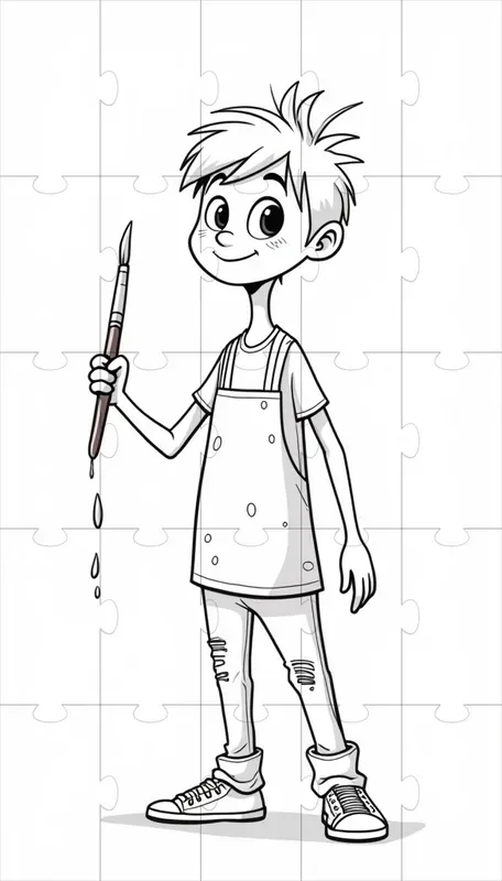 Minimalistic Character Line Art