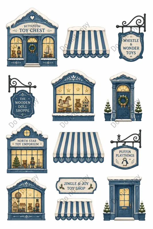 Christmas Village Shop Cutout Sheets