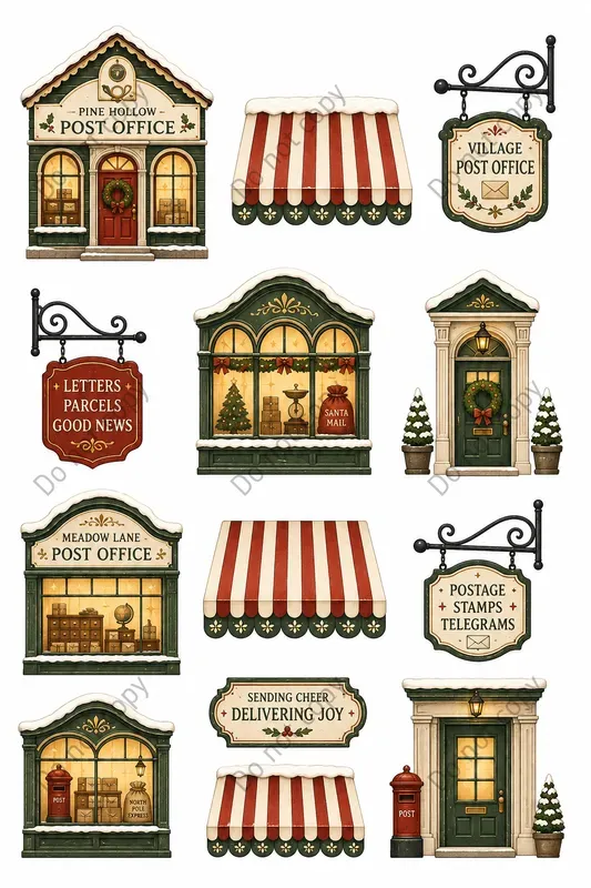 Christmas Village Shop Cutout Sheets