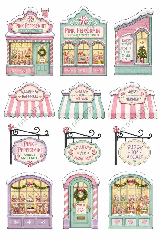 Christmas Village Shop Cutout Sheets