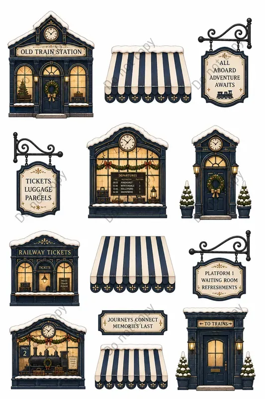 Christmas Village Shop Cutout Sheets