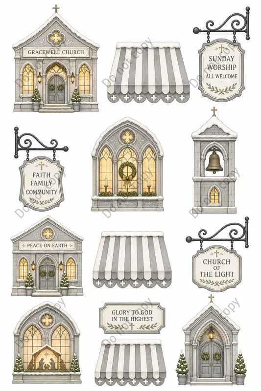 Christmas Village Shop Cutout Sheets