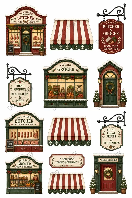Christmas Village Shop Cutout Sheets