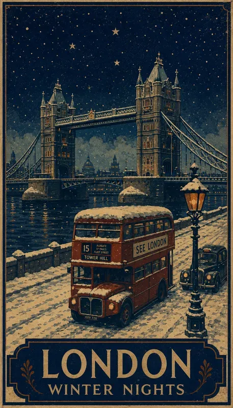Vintage Winter City Posters