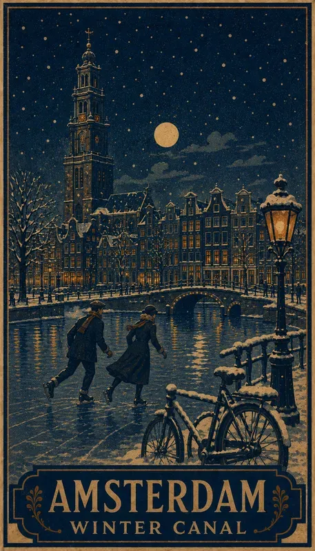 Vintage Winter City Posters
