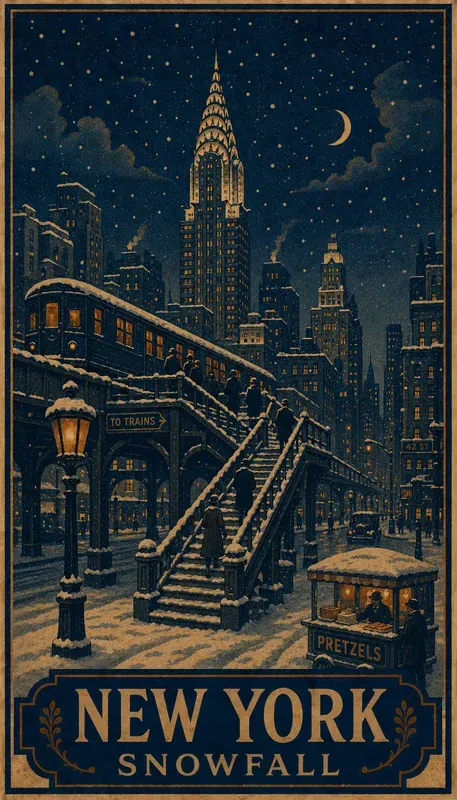 Vintage Winter City Posters