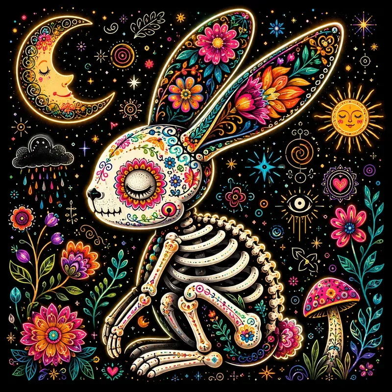 Psychedelic Folkart Animal Skeletons