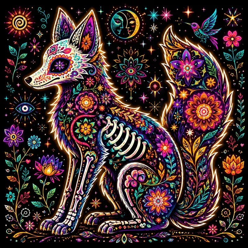 Psychedelic Folkart Animal Skeletons