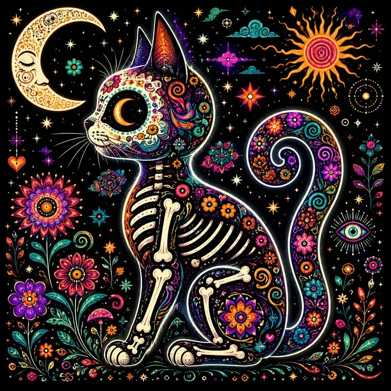 Psychedelic Folkart Animal Skeletons
