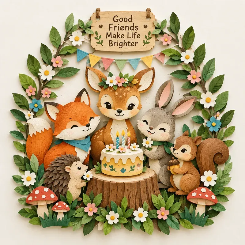 Whimsical Papercraft Display Art