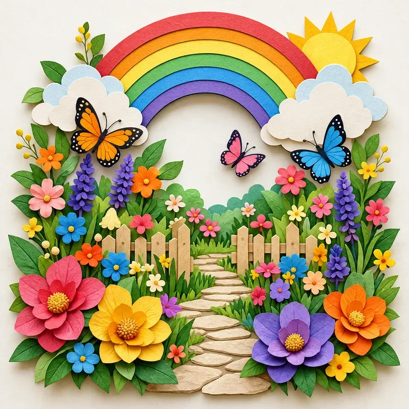 Whimsical Papercraft Display Art