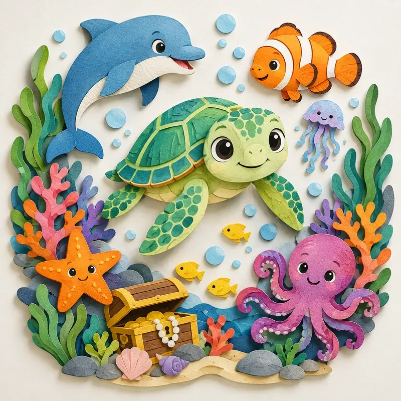 Whimsical Papercraft Display Art