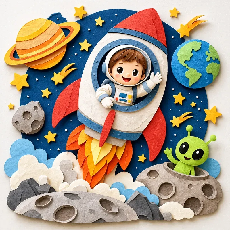 Whimsical Papercraft Display Art