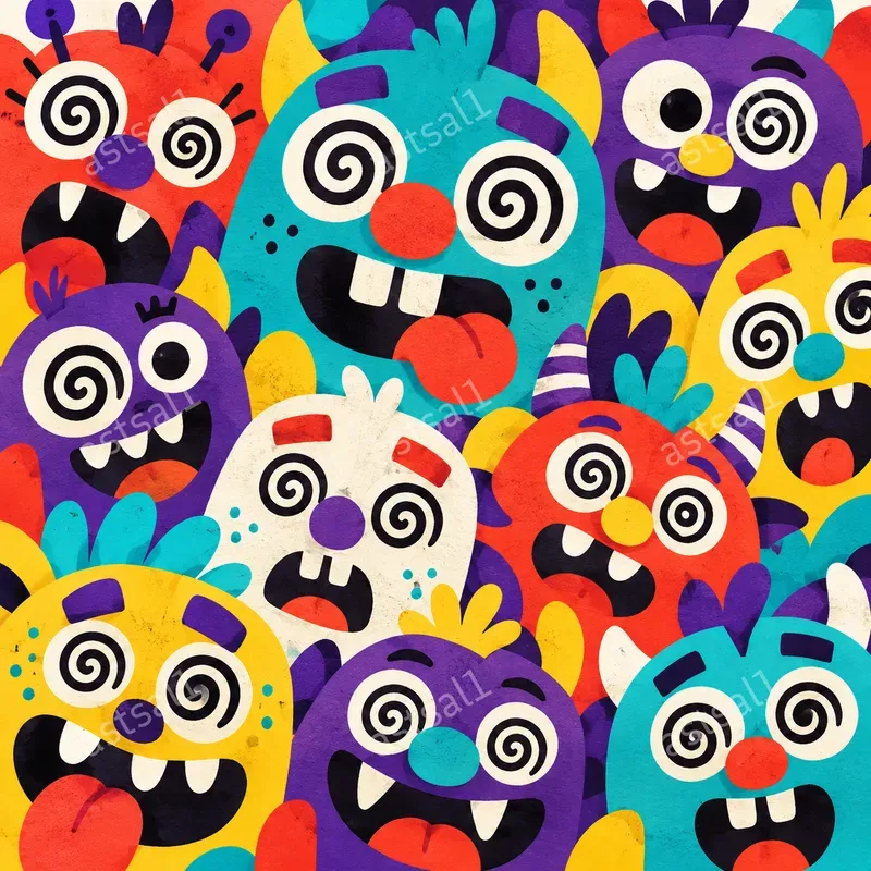 Geometric Monster Face Patterns