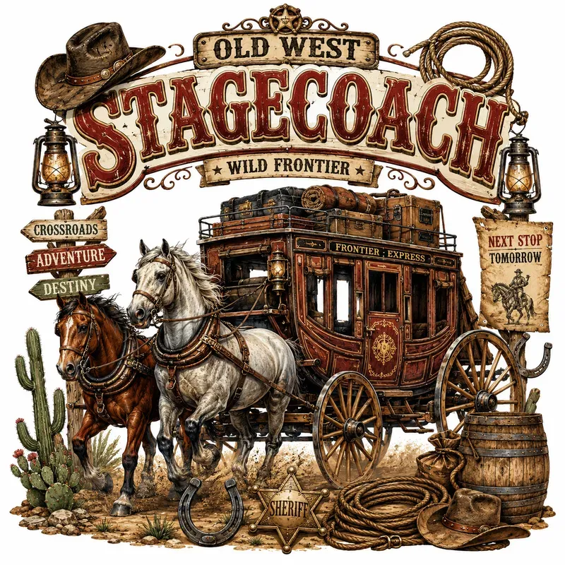 Title Wild West Wooden Signpost Art