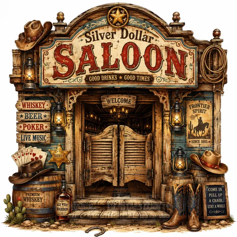 Title Wild West Wooden Signpost Art