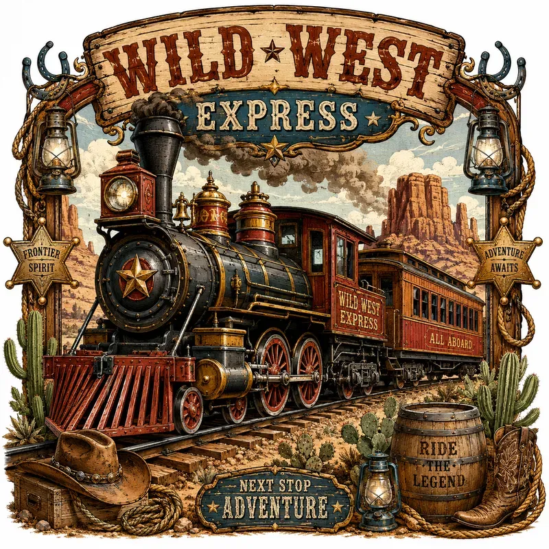 Title Wild West Wooden Signpost Art