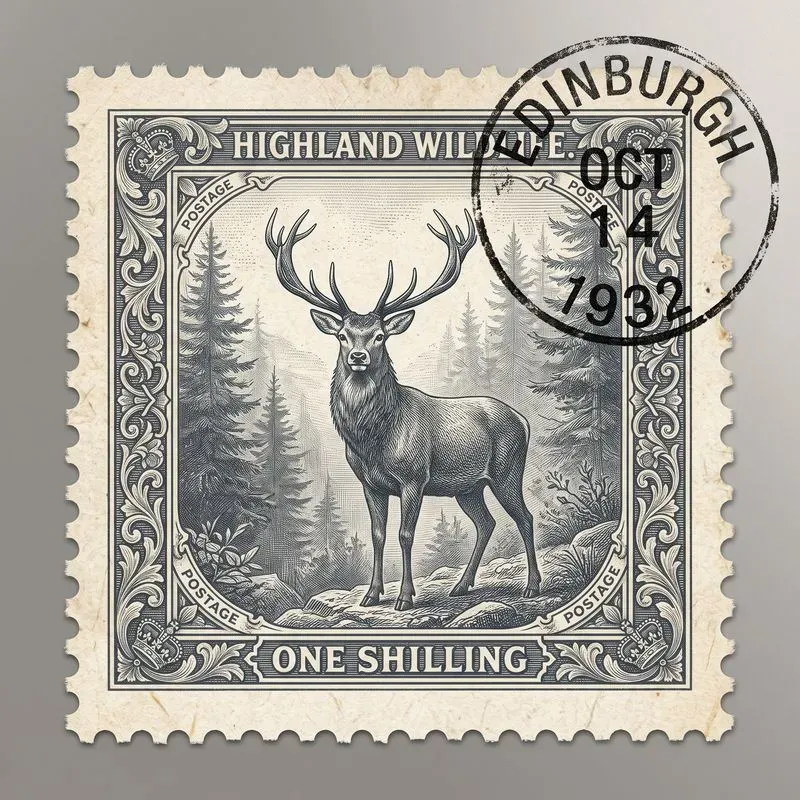 Vintage Engraved Postage Stamp Art