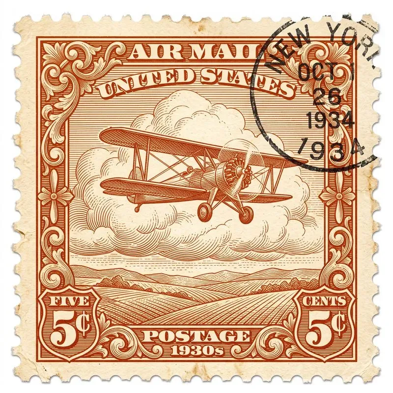 Vintage Engraved Postage Stamp Art