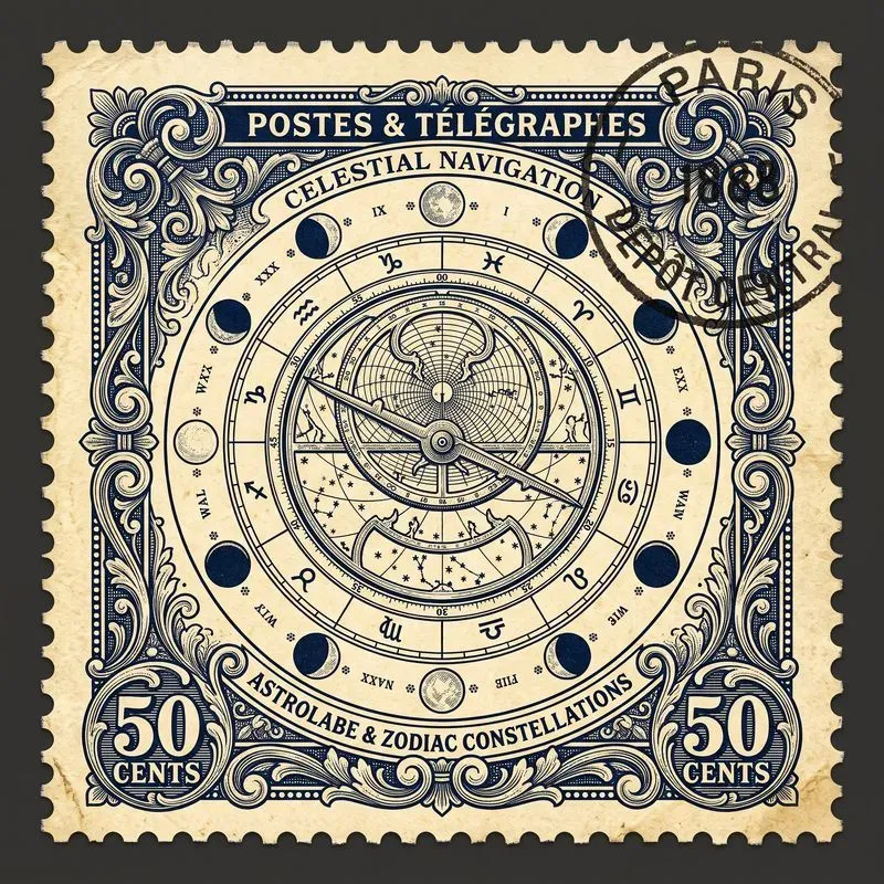 Vintage Engraved Postage Stamp Art