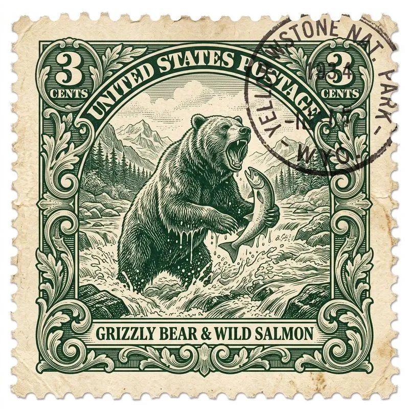 Vintage Engraved Postage Stamp Art