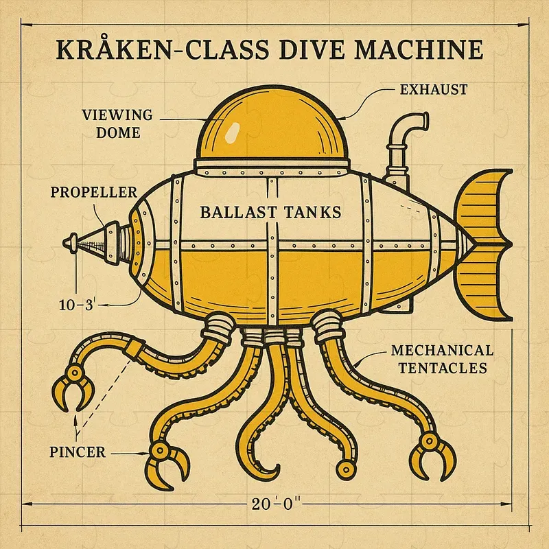 Steampunk Blueprint Machine Art