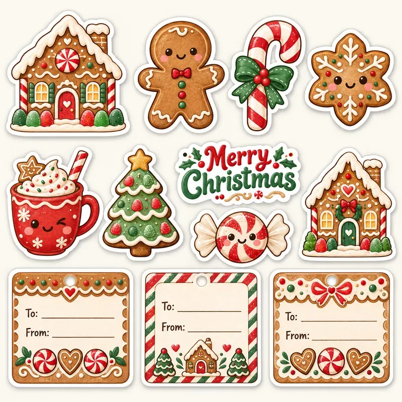 Christmas Sticker Gift Tag Sheets
