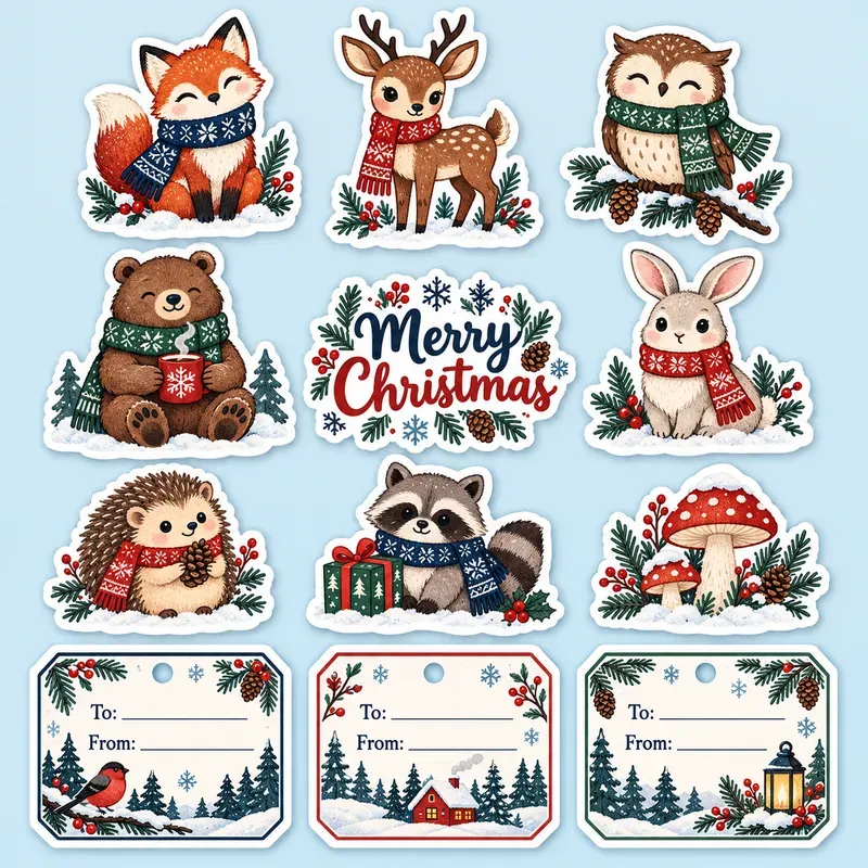 Christmas Sticker Gift Tag Sheets