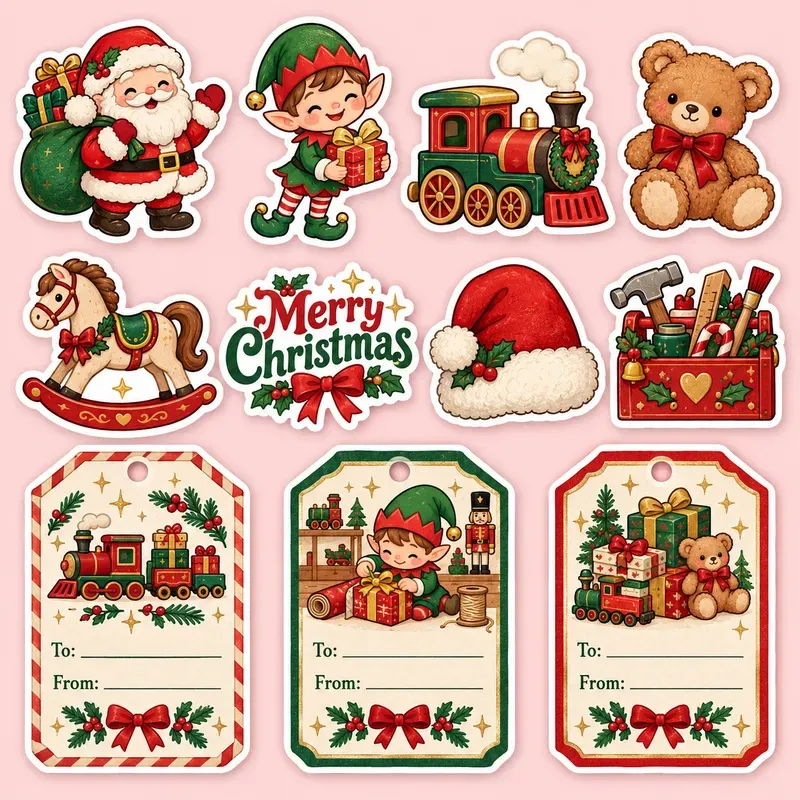 Christmas Sticker Gift Tag Sheets
