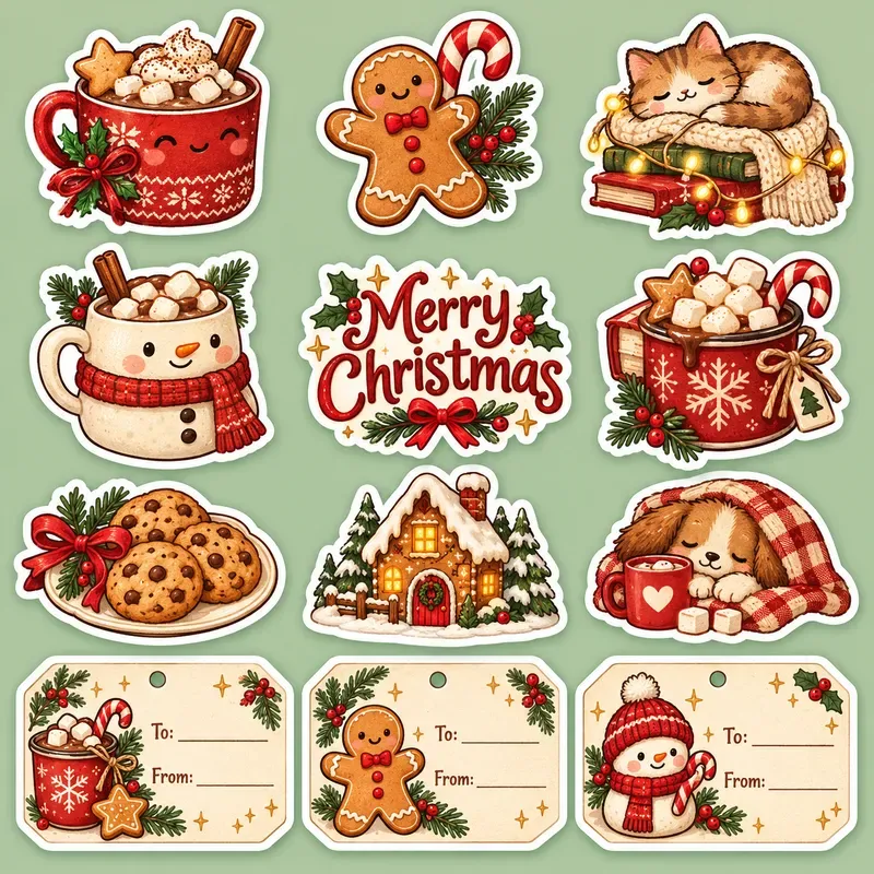 Christmas Sticker Gift Tag Sheets