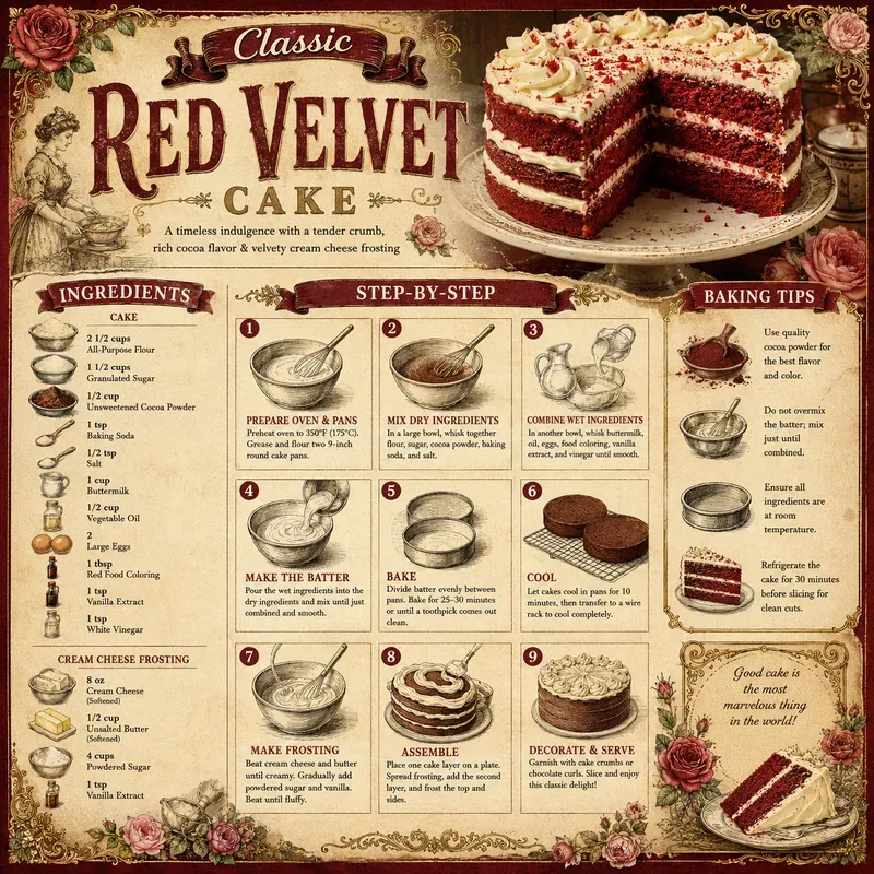 Vintage Cake Recipe Infographic Posters