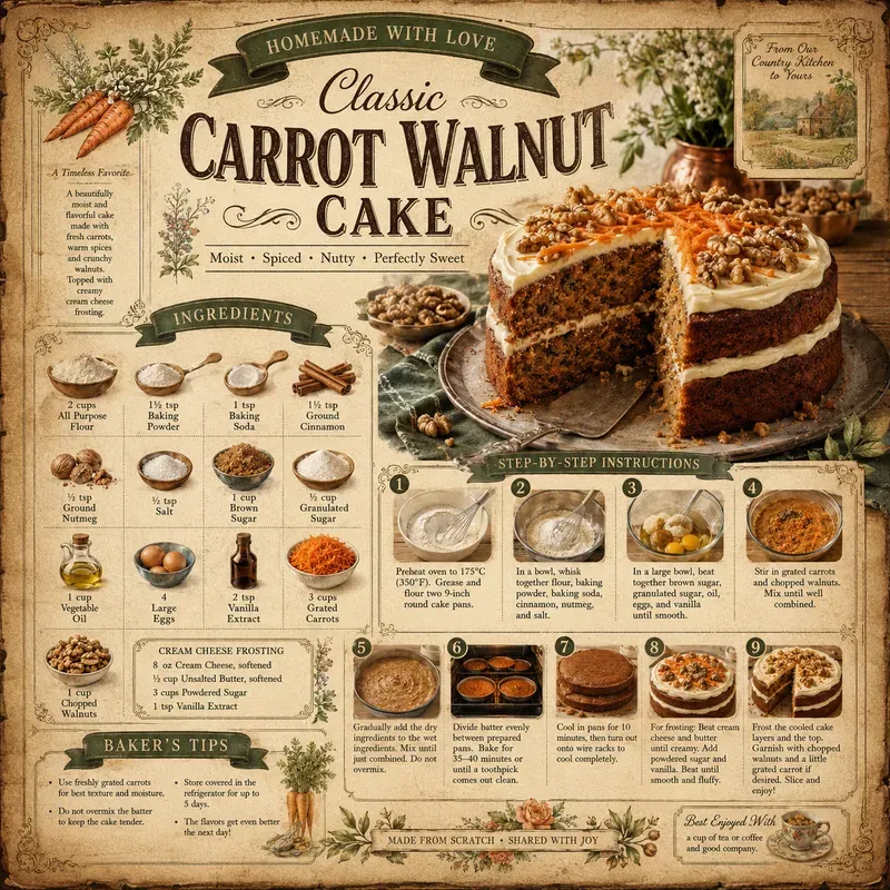 Vintage Cake Recipe Infographic Posters