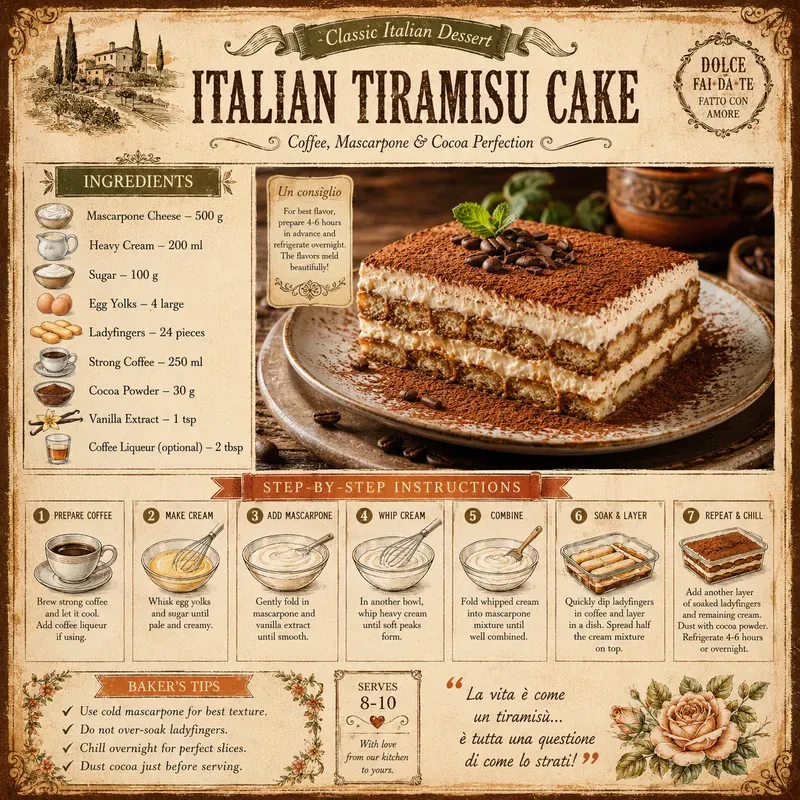 Vintage Cake Recipe Infographic Posters