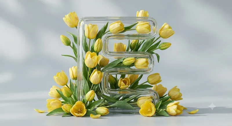 Realistic Crystal Flower Typographies