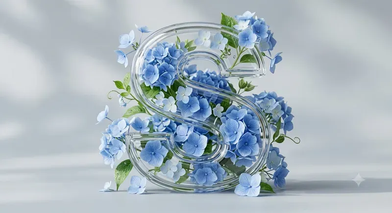 Realistic Crystal Flower Typographies