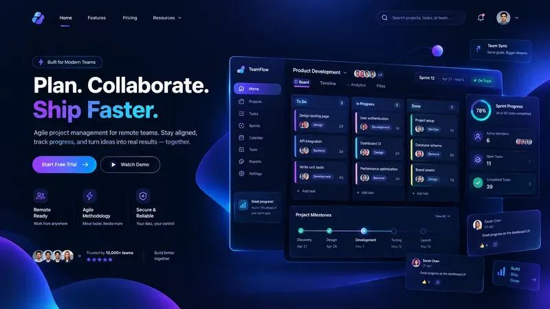 Modern Saas Web App UIux Hero Sections