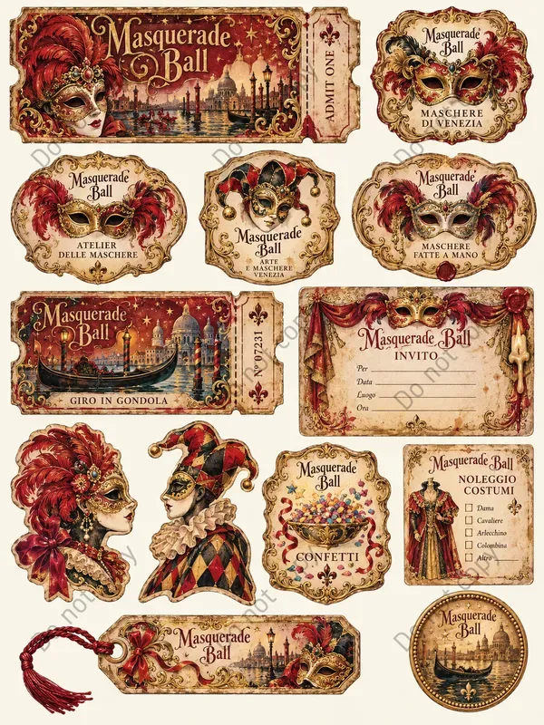 Venetian Carnival Ephemera Sheets