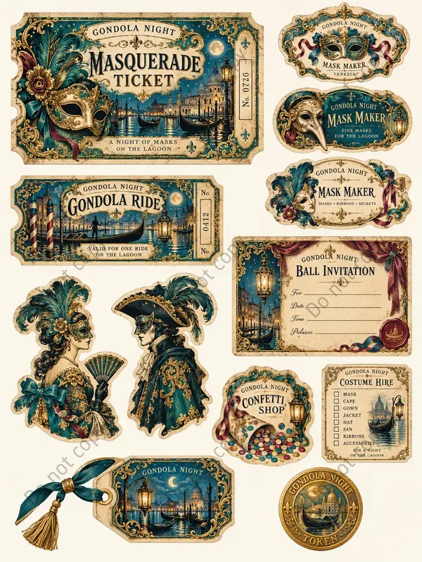 Venetian Carnival Ephemera Sheets