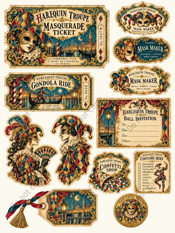 Venetian Carnival Ephemera Sheets