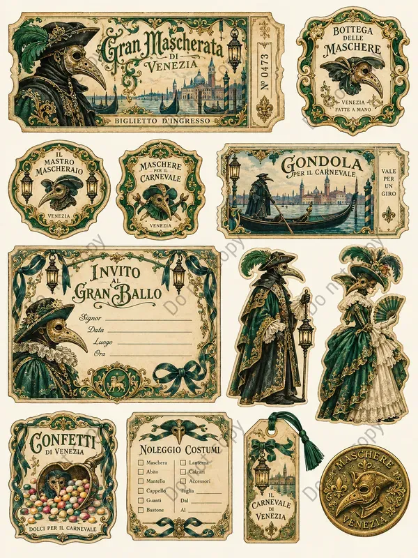 Venetian Carnival Ephemera Sheets