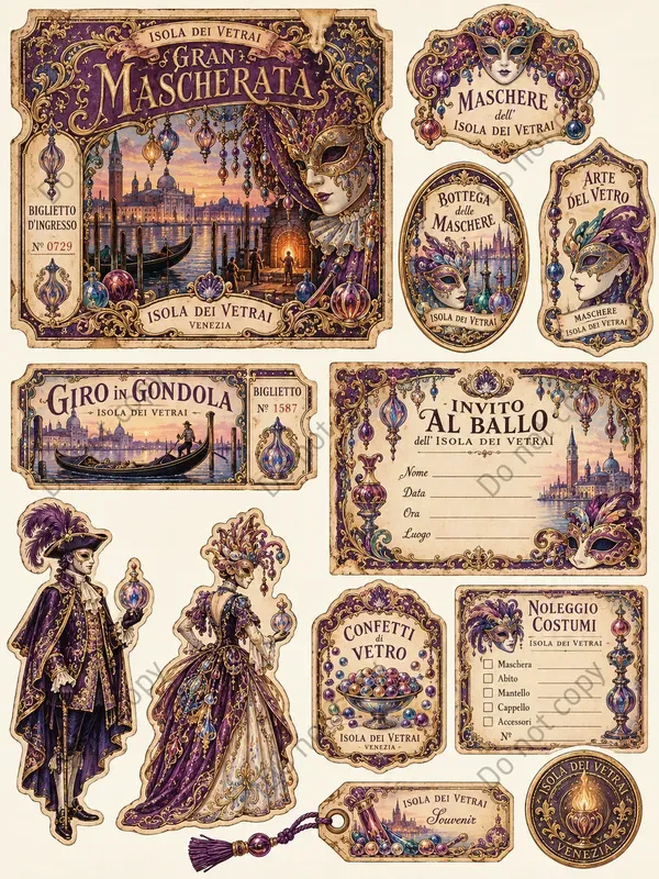 Venetian Carnival Ephemera Sheets