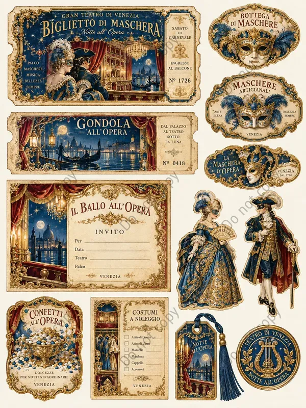 Venetian Carnival Ephemera Sheets