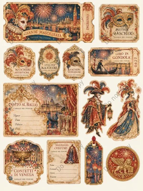 Venetian Carnival Ephemera Sheets
