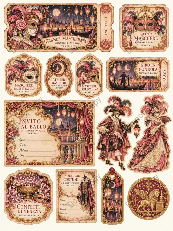 Venetian Carnival Ephemera Sheets