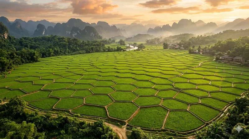 Ue5 Aerial Rice Field Drone Visuals