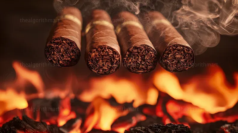 Suspended Products On Glowing Red Coals