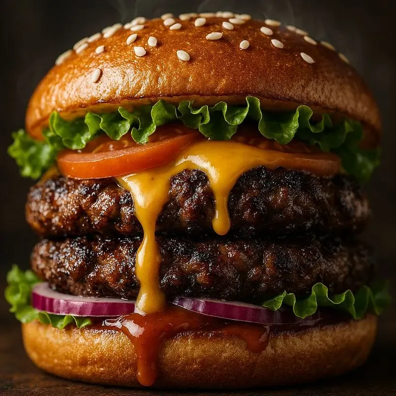 Hyperrealistic Gourmet Burger Photography
