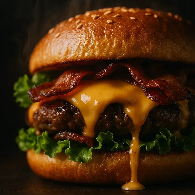 Hyperrealistic Gourmet Burger Photography