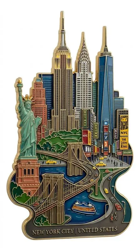 Luxury Enamel Travel Magnets Any City
